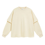 Solid Color Mock Two Piece Sweatshirt - Custom-INNBLAC Fashion Apparel