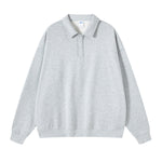 Solid Color Polo Sweatshirt-INNBLAC Fashion Apparel