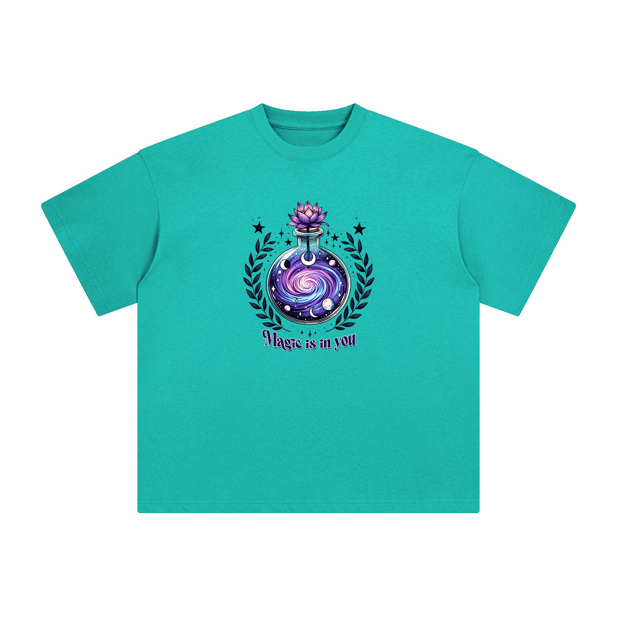 Space Bottle & Lotus Graphic Tee-INNBLAC Fashion Apparel