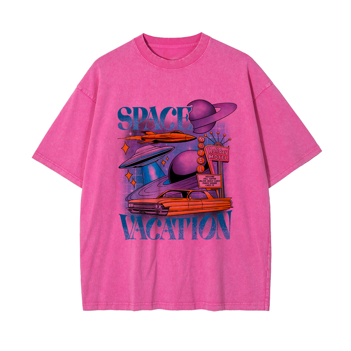 Space Vacation Washed Graphic Tee-INNBLAC Fashion Apparel