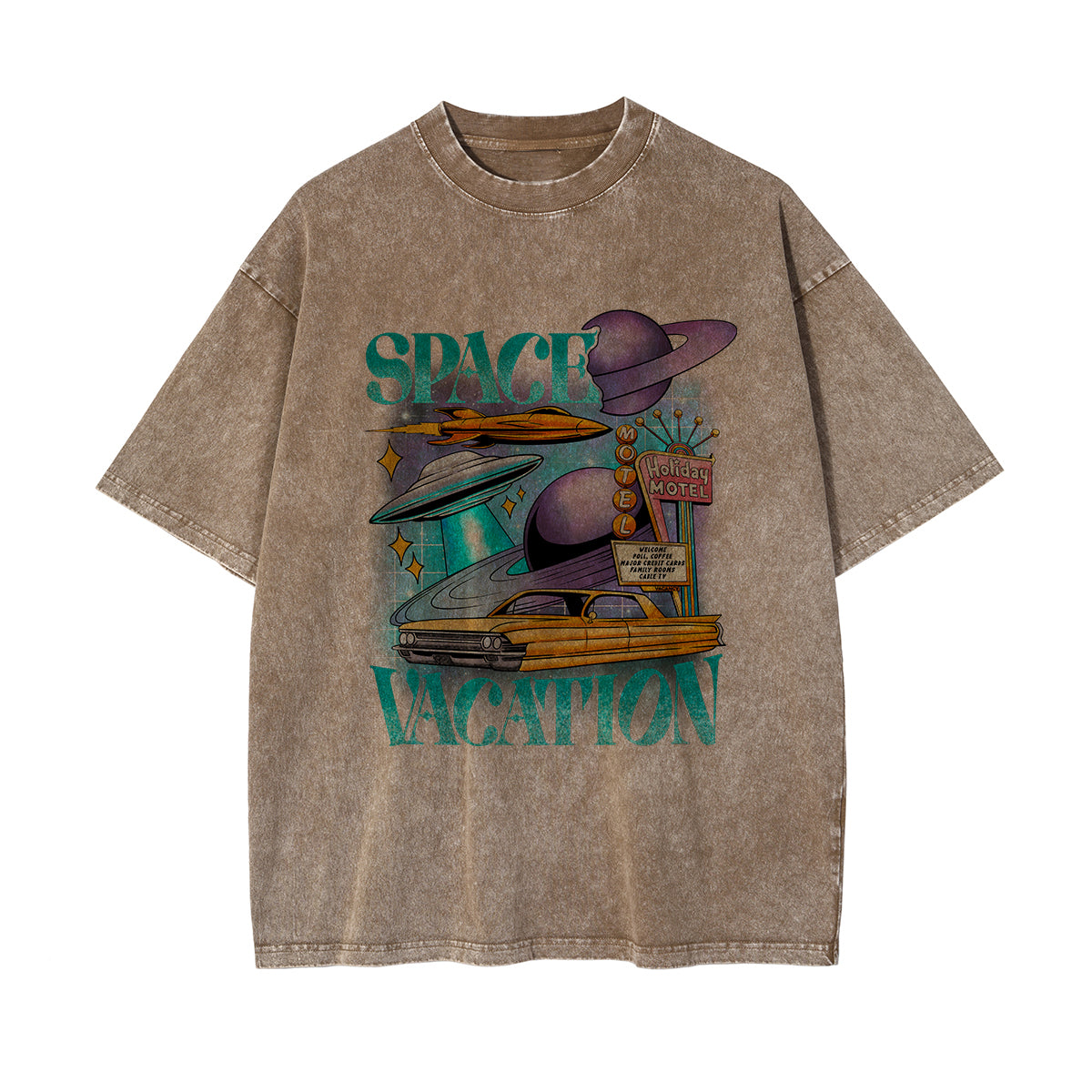 Space Vacation Washed Graphic Tee-INNBLAC Fashion Apparel