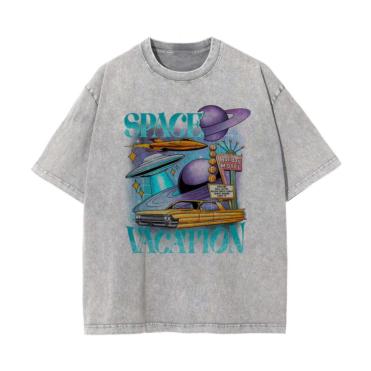 Space Vacation Washed Graphic Tee-INNBLAC Fashion Apparel