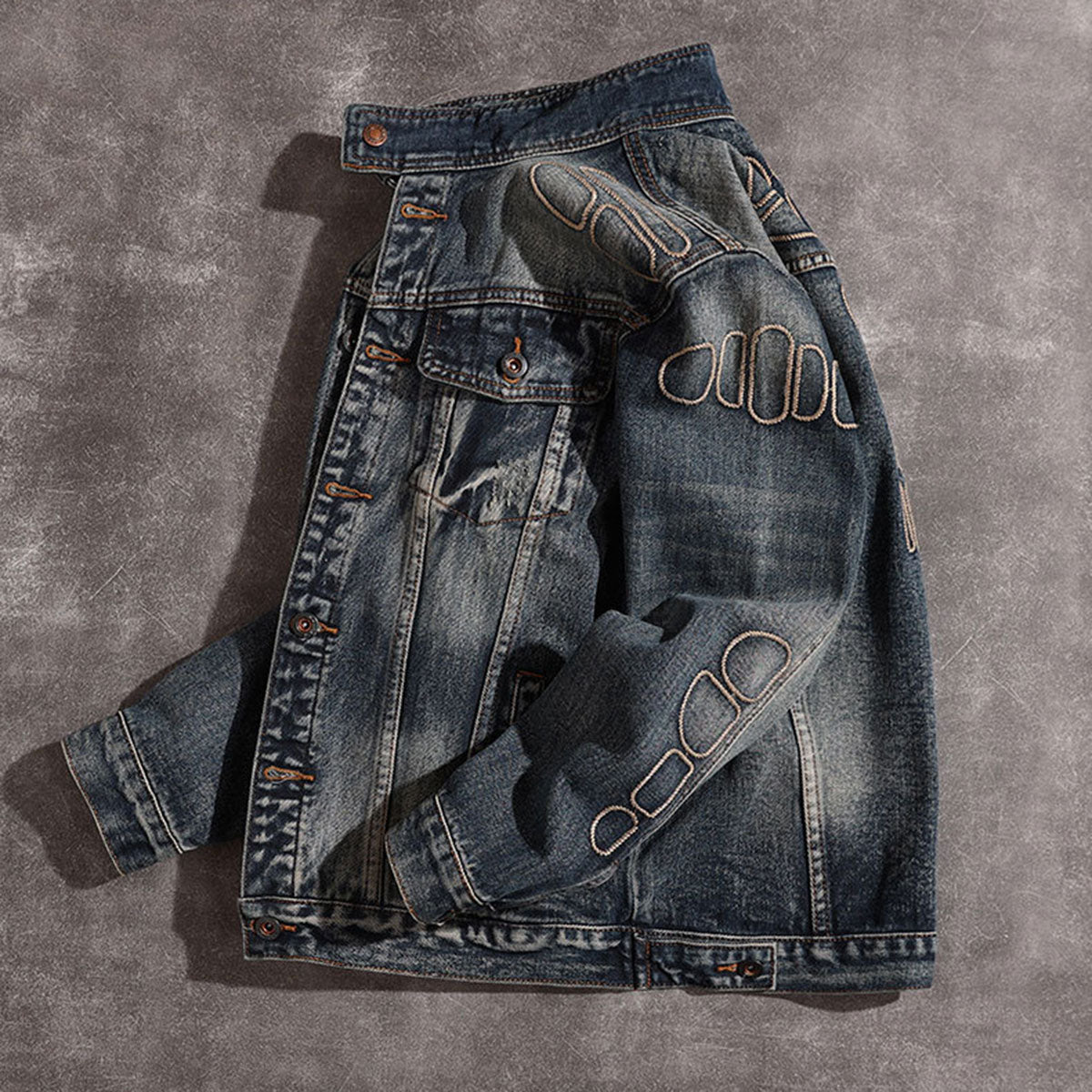Stand Collar Denim Trucker Jacket-INNBLAC Fashion Apparel