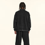 Stand Collar Double Zip Washed Sweatshirt-INNBLAC Fashion Apparel