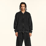 Stand Collar Double Zip Washed Sweatshirt-INNBLAC Fashion Apparel