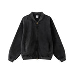 Stand Collar Double Zip Washed Sweatshirt-INNBLAC Fashion Apparel