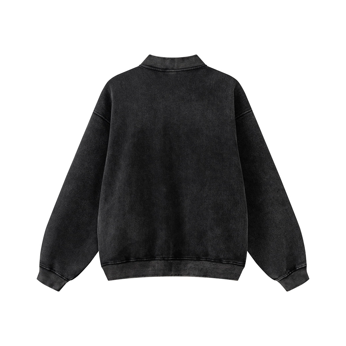Stand Collar Double Zip Washed Sweatshirt-INNBLAC Fashion Apparel