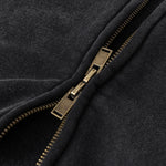 Stand Collar Double Zip Washed Sweatshirt-INNBLAC Fashion Apparel