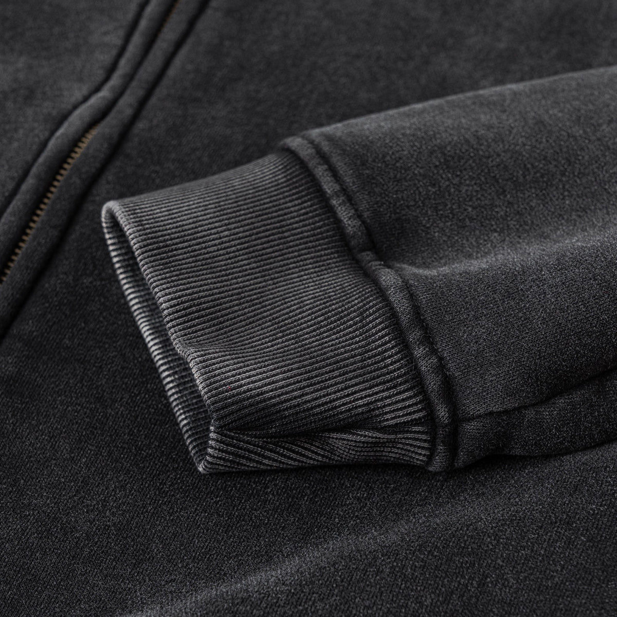 Stand Collar Double Zip Washed Sweatshirt-INNBLAC Fashion Apparel