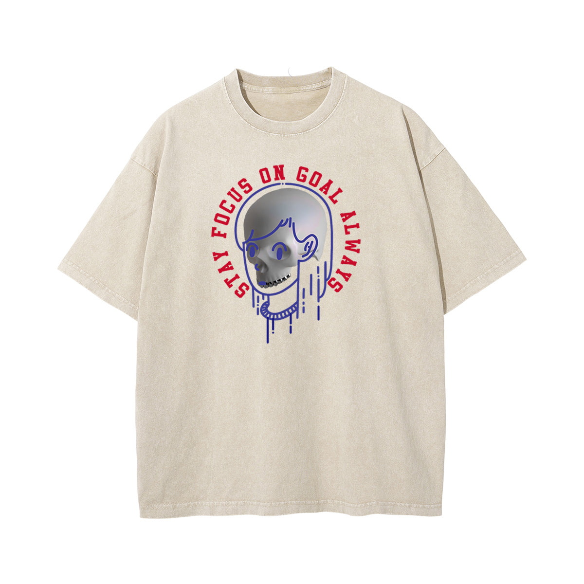 Stay Focus On Goal Always Graphic Washed Tee-INNBLAC Fashion Apparel