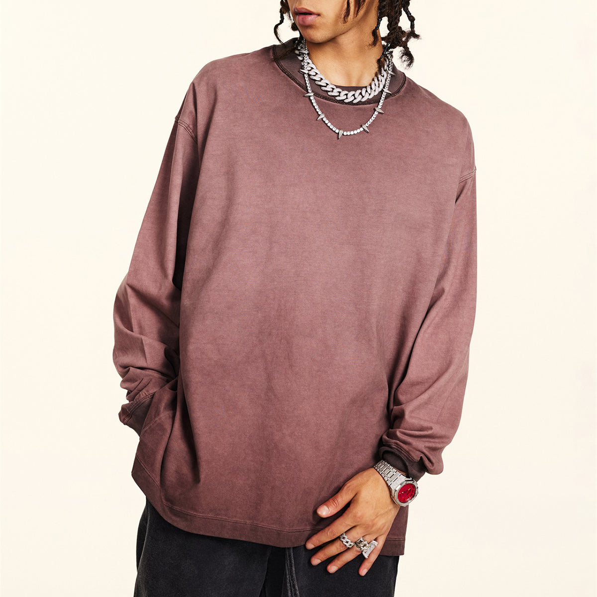 Faded Oversized Sweatshirt-INNBLAC Fashion Apparel
