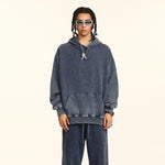 Stone Wash Kangaroo Pocket Hoodie-INNBLAC Fashion Apparel
