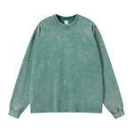 Stone Wash Long Sleeve T Shirt-INNBLAC Fashion Apparel