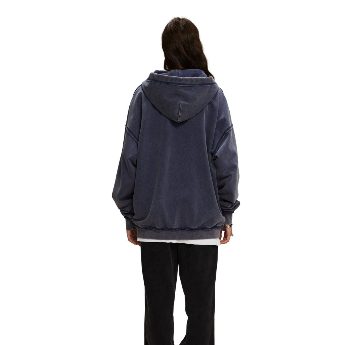Women's Stone Wash Double Slider Zip Hoodie-INNBLAC Fashion Apparel