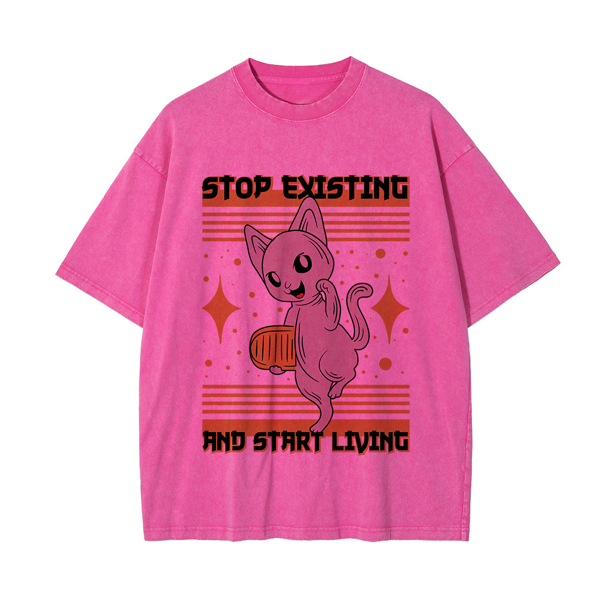 Stop Existing Graphic Washed Tee-INNBLAC Fashion Apparel