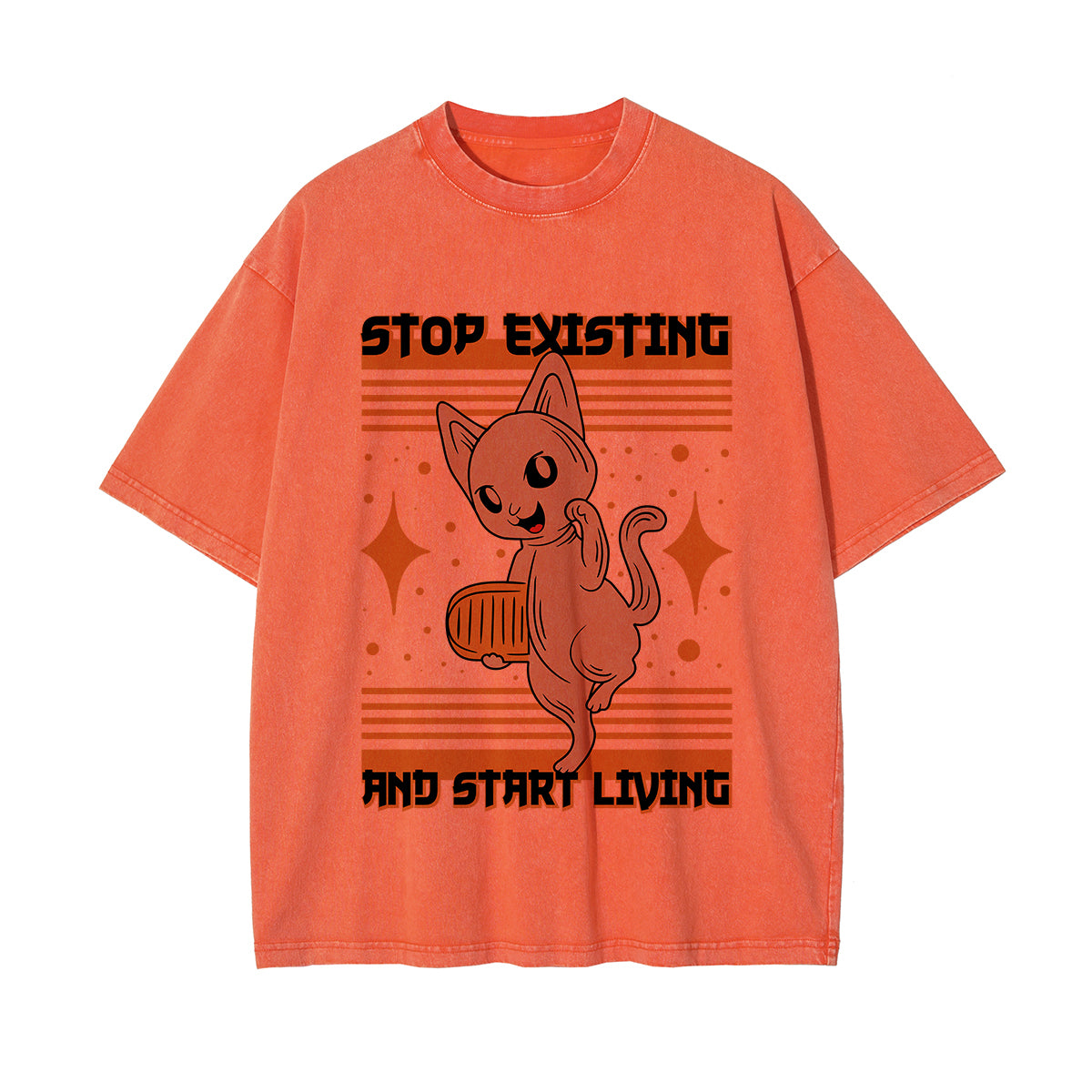 Stop Existing Graphic Washed Tee-INNBLAC Fashion Apparel