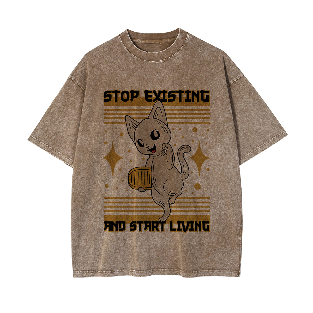 Stop Existing Graphic Washed Tee-INNBLAC Fashion Apparel