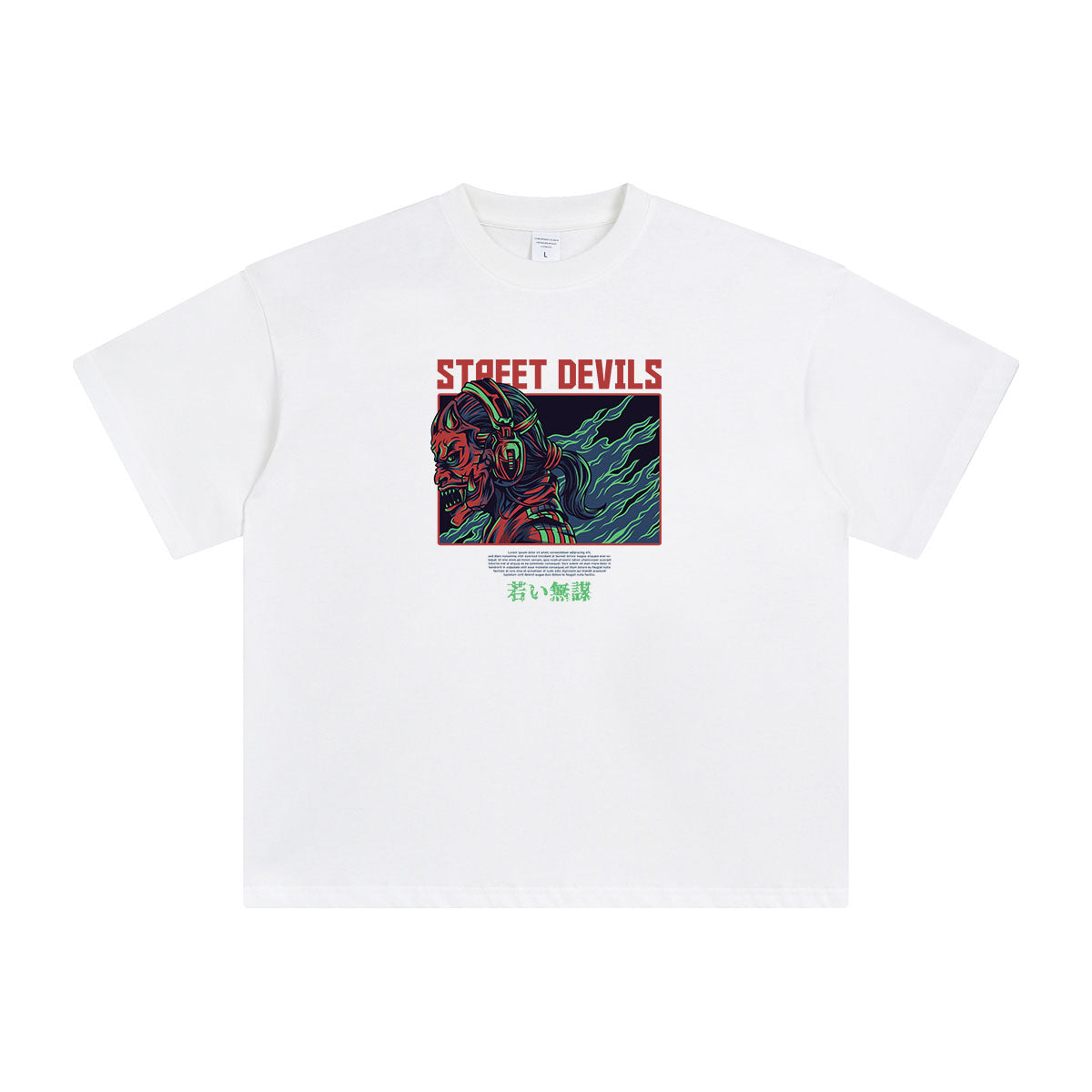 Street Devils Japanese Kanji Graphic Tee-INNBLAC Fashion Apparel
