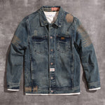 Striped Pattern Ripped Trucker Jacket-INNBLAC Fashion Apparel