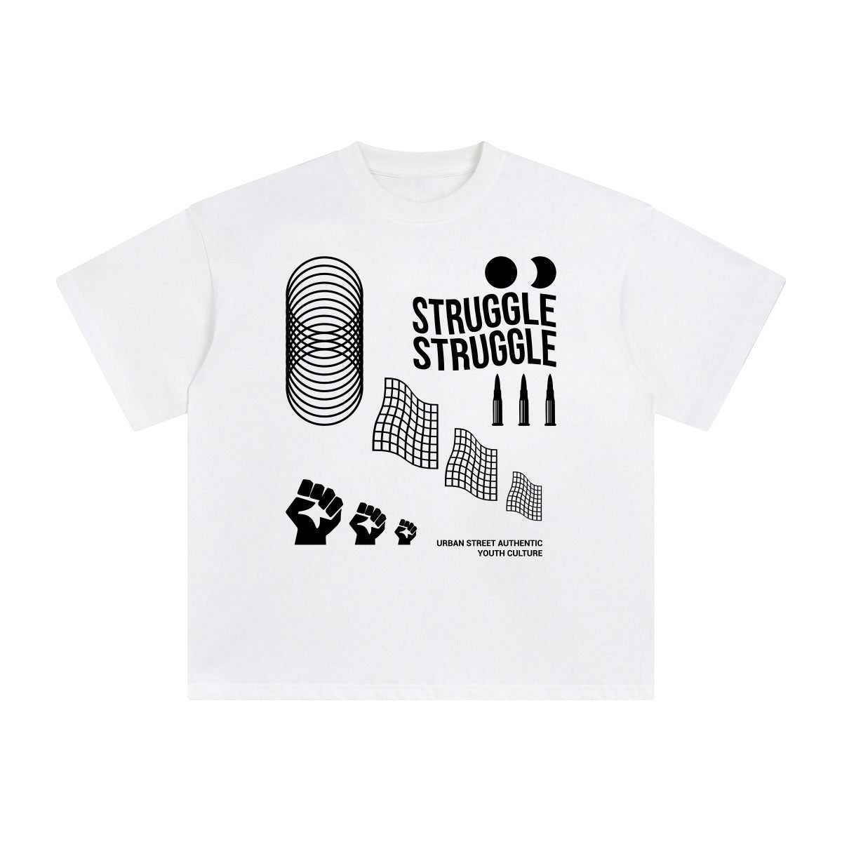Struggle Abstract Graphic Tee-INNBLAC Fashion Apparel