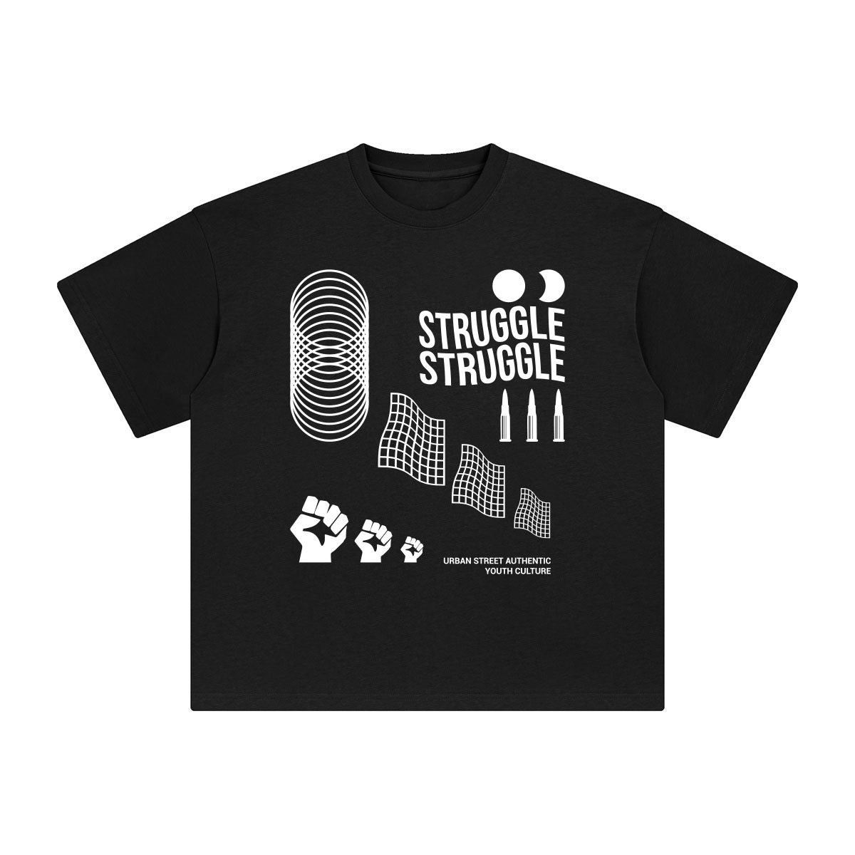 Struggle Abstract Graphic Tee-INNBLAC Fashion Apparel