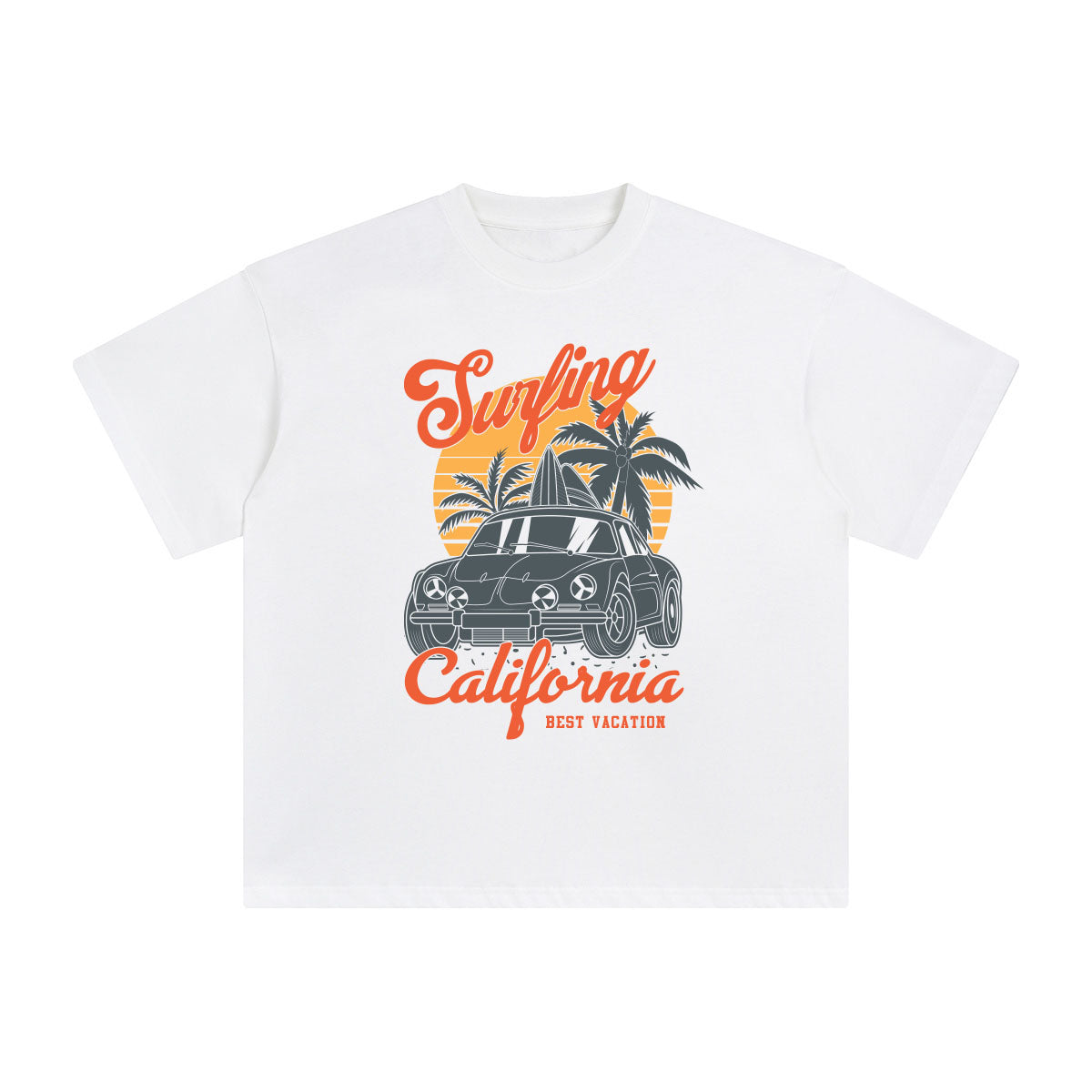 Surfing California Vacation Graphic Tee-INNBLAC Fashion Apparel