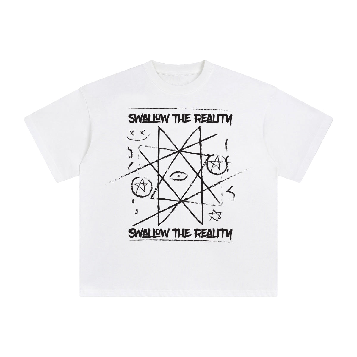 Swallow the Reality Abstract Graphic Tee-INNBLAC Fashion Apparel