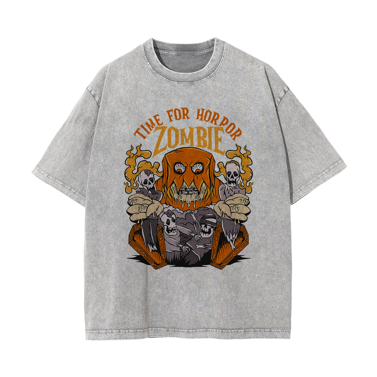 Time For Horror Graphic Washed Tee-INNBLAC Fashion Apparel