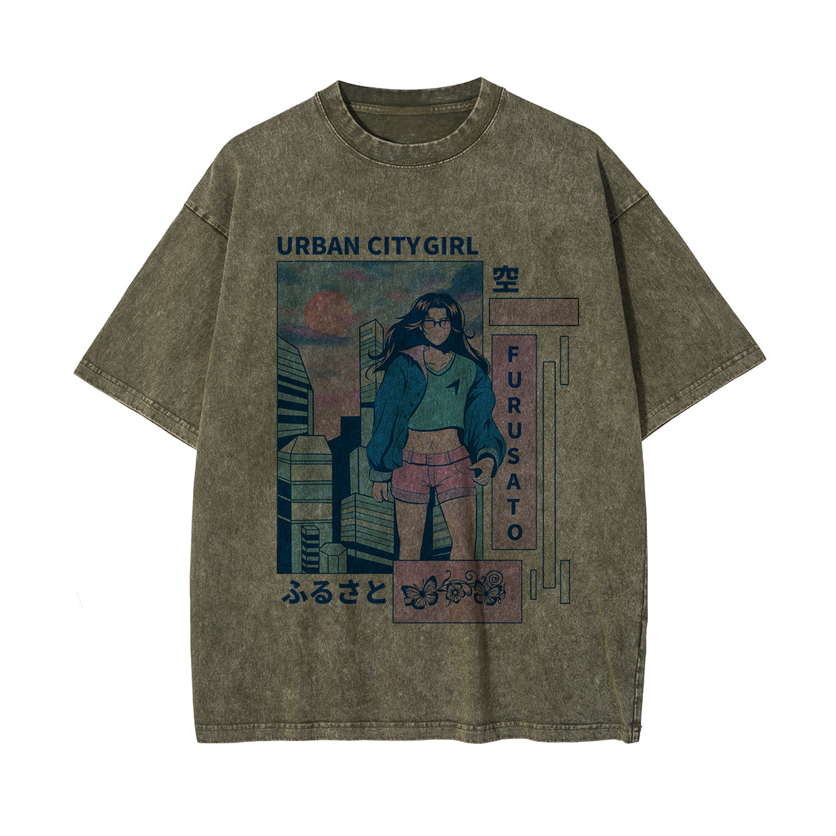Urban City Girl Graphic Washed Tee-INNBLAC Fashion Apparel