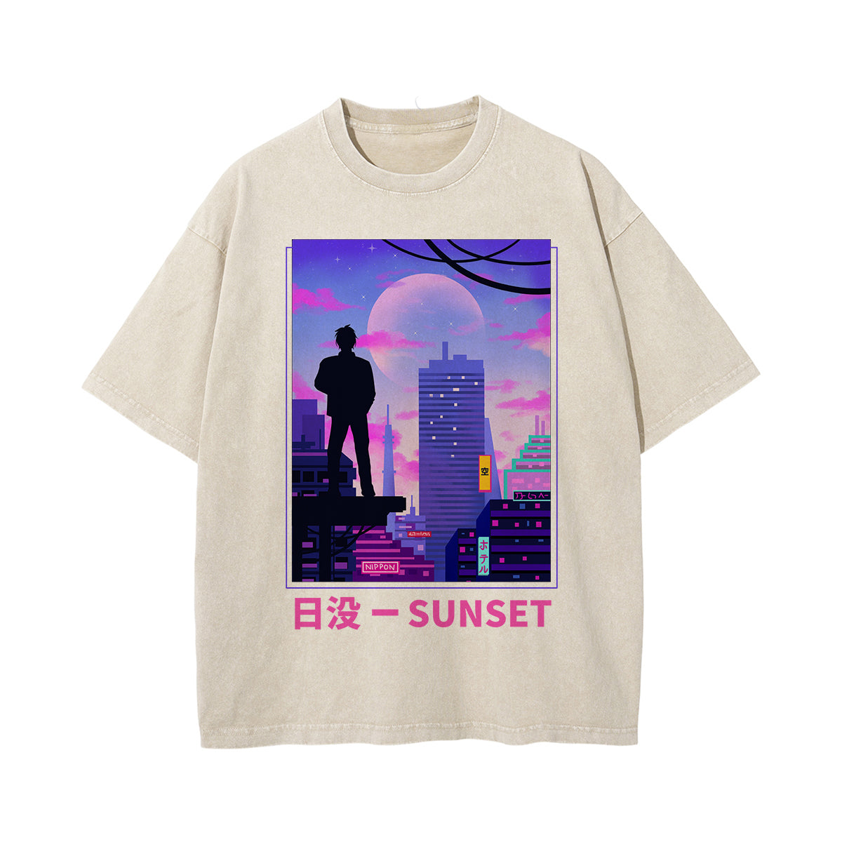 Urban Japanese City Sunset Graphic Tee-INNBLAC Fashion Apparel
