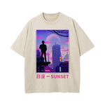 Urban Japanese City Sunset Graphic Tee-INNBLAC Fashion Apparel