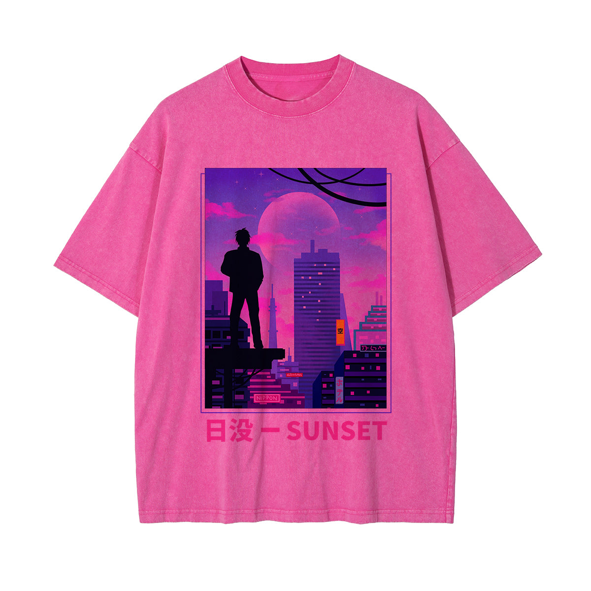 Urban Japanese City Sunset Graphic Tee-INNBLAC Fashion Apparel