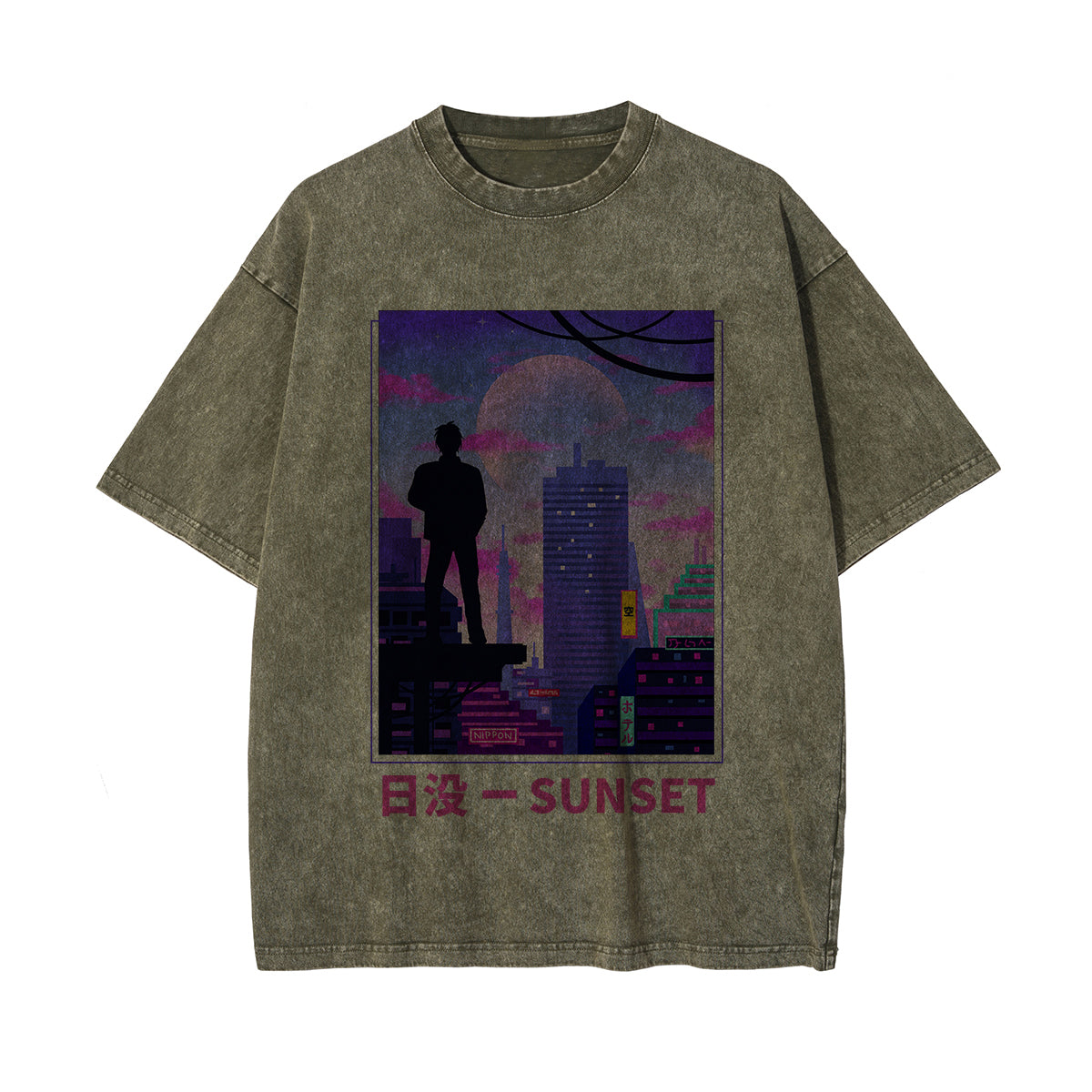Urban Japanese City Sunset Graphic Tee-INNBLAC Fashion Apparel