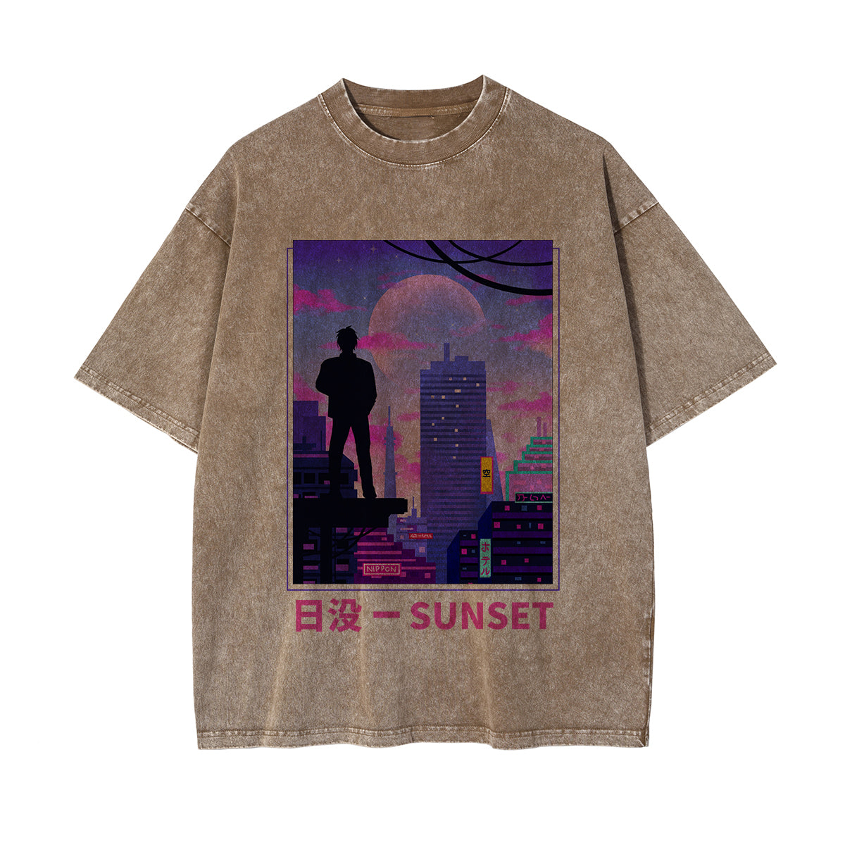 Urban Japanese City Sunset Graphic Tee-INNBLAC Fashion Apparel