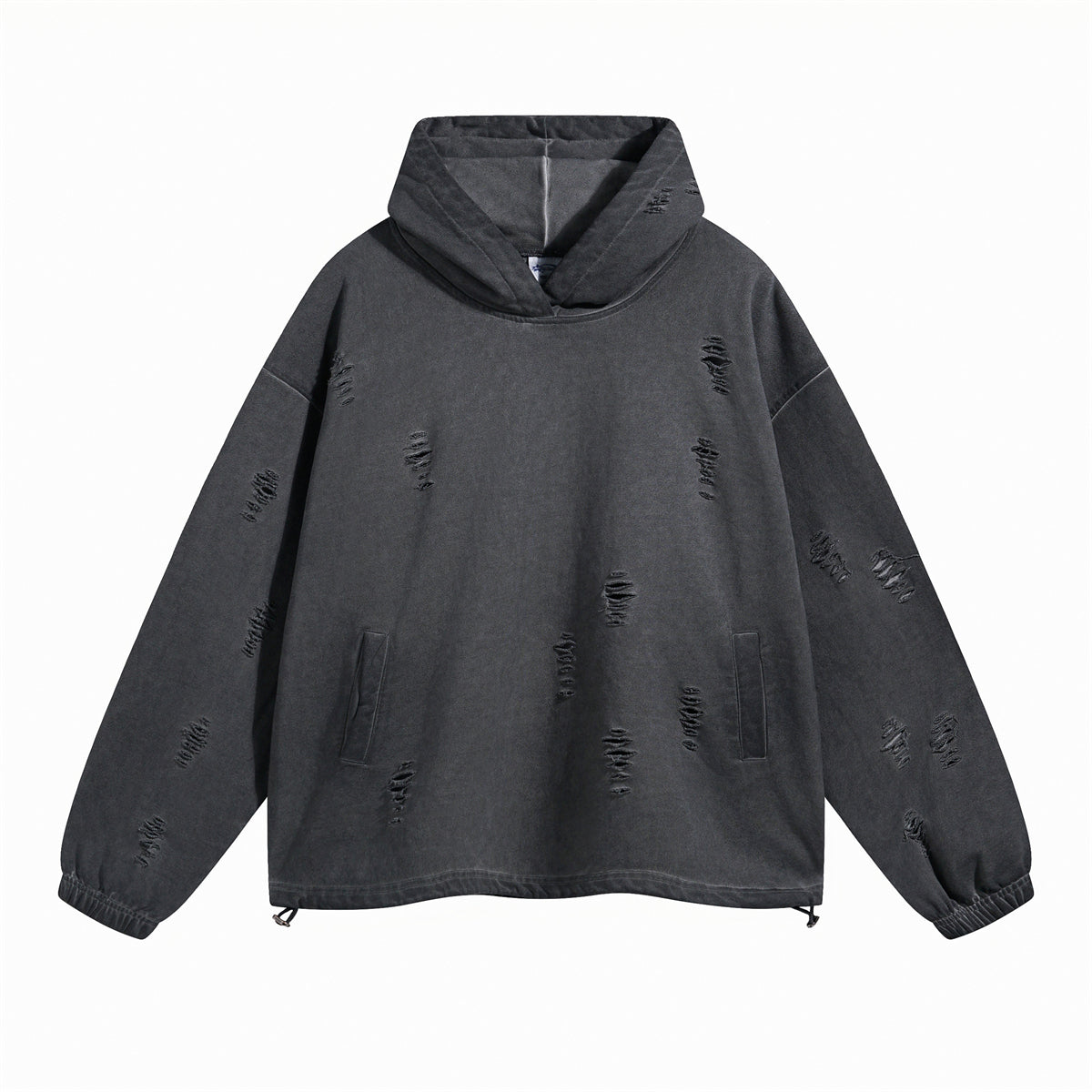 Vintage Spray Paint Ripped Hoodie 8oz Basic Sweater-INNBLAC