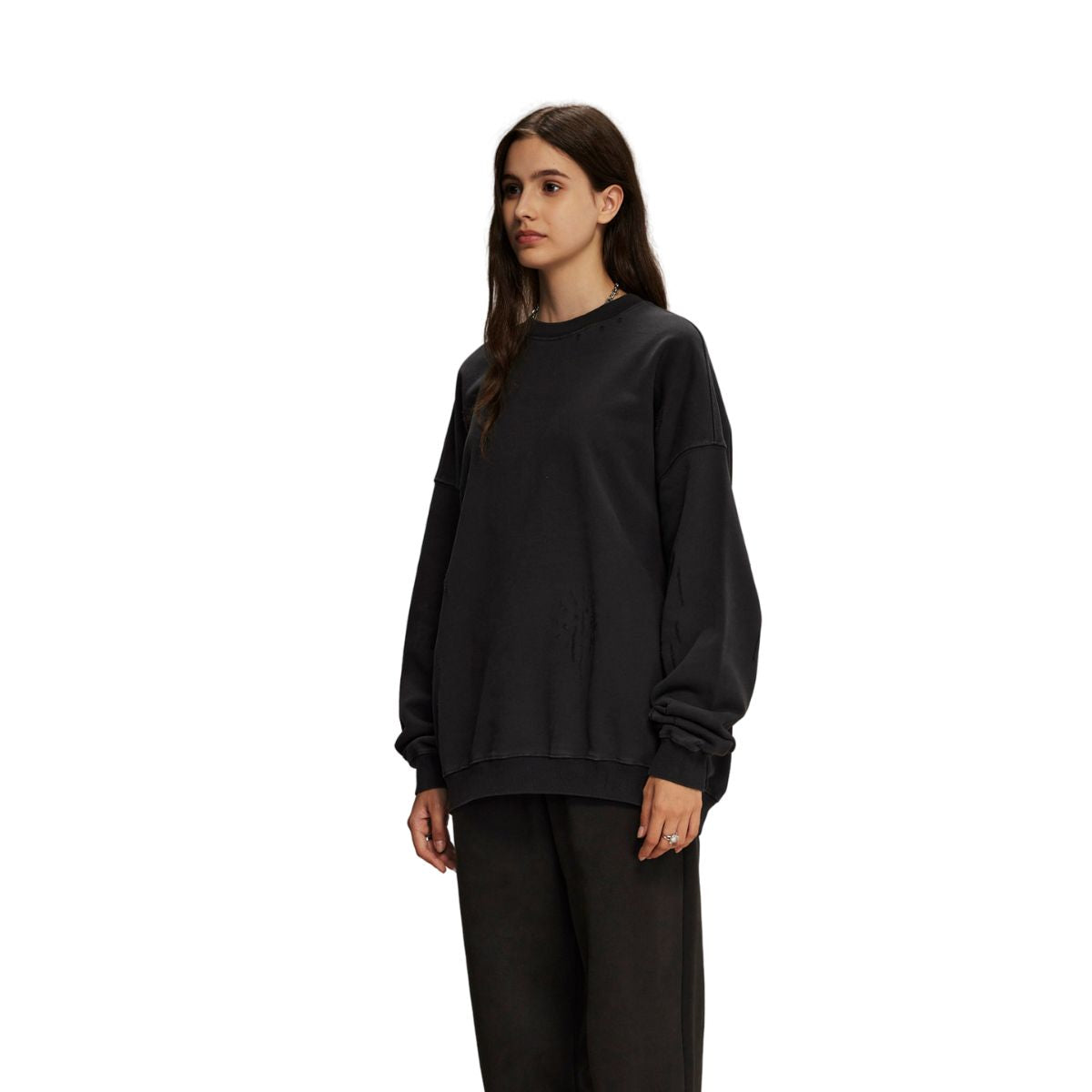 Women's Vintage Washed Distressed Thick Sweatshirt-INNBLAC Fashion Apparel