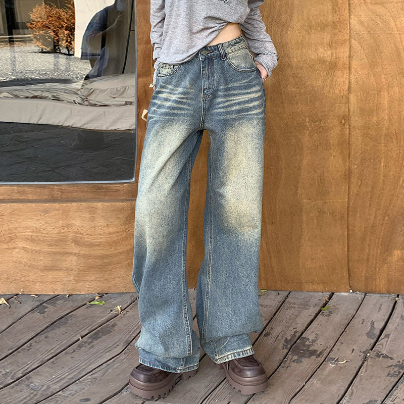 Vintage Whiskers Straight Leg Jeans-INNBLAC Fashion Apparel