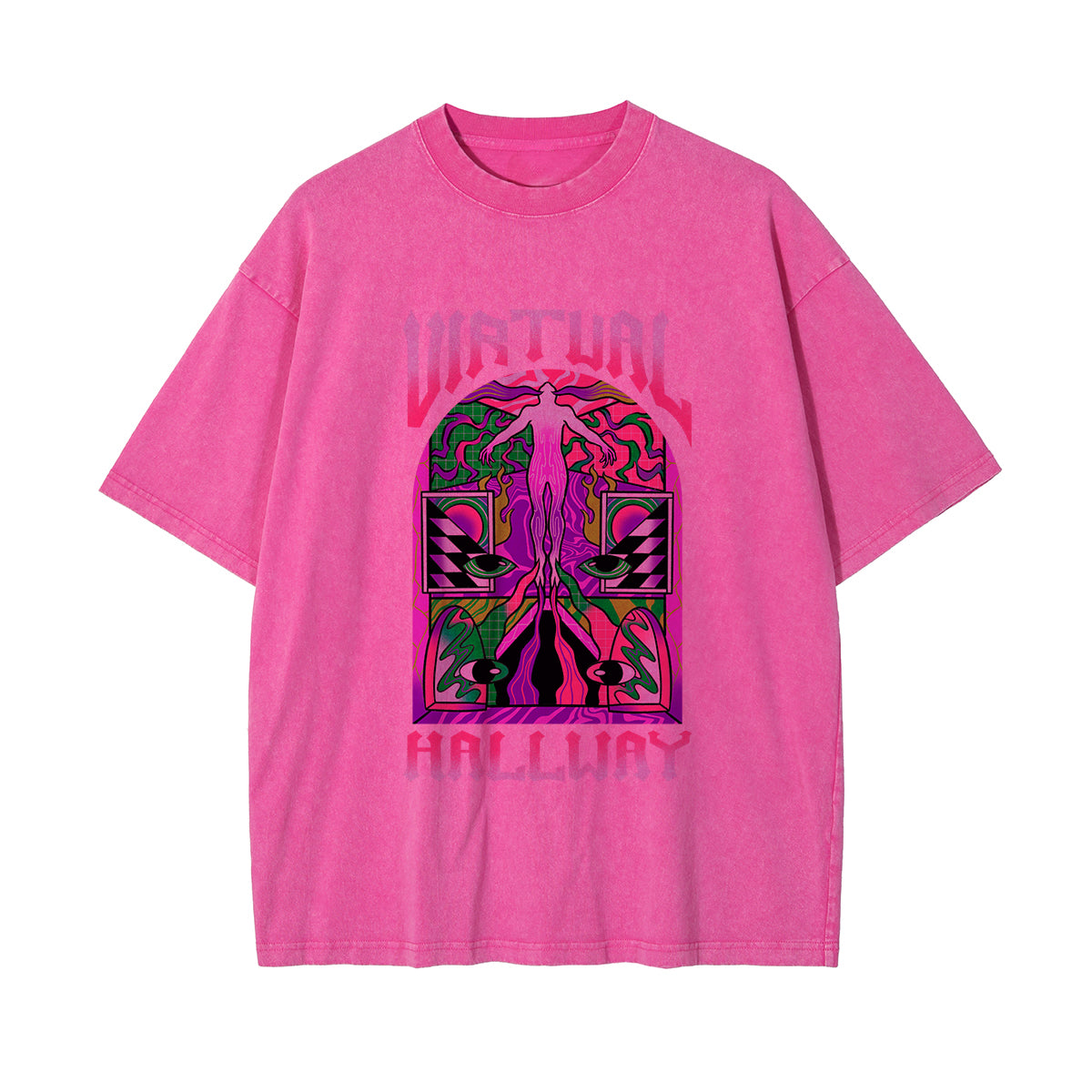 Virtual Hallway Washed Graphic Tee-INNBLAC Fashion Apparel