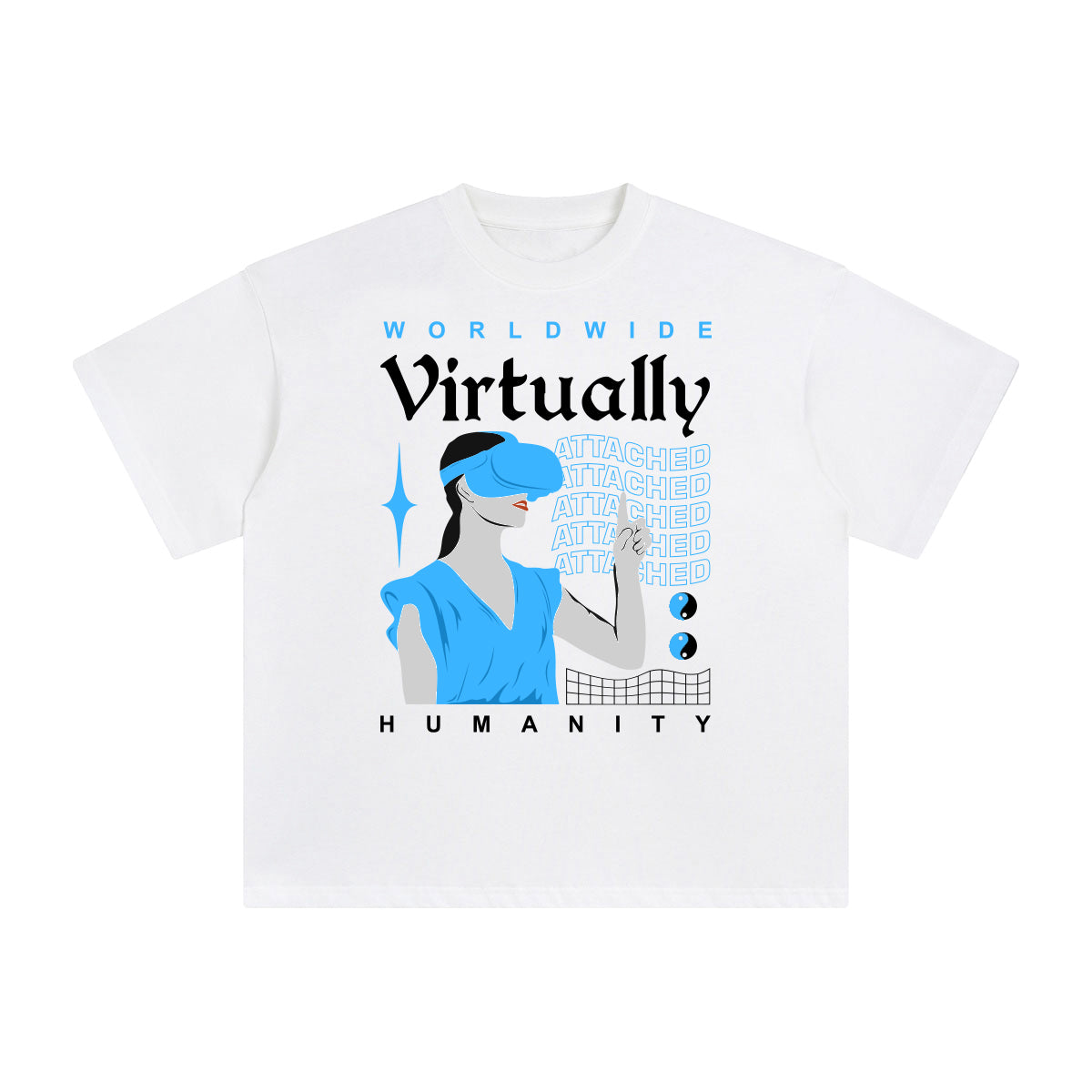Virtually Attached Abstract Graphic Tee-INNBLAC Fashion Apparel