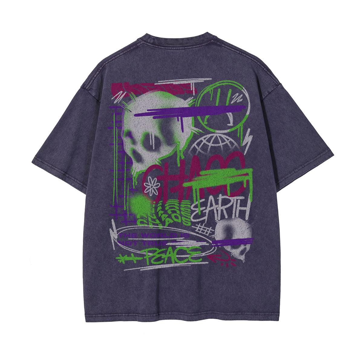 Washed Aesthetic Skull Graphic Tee-INNBLAC Fashion Apparel
