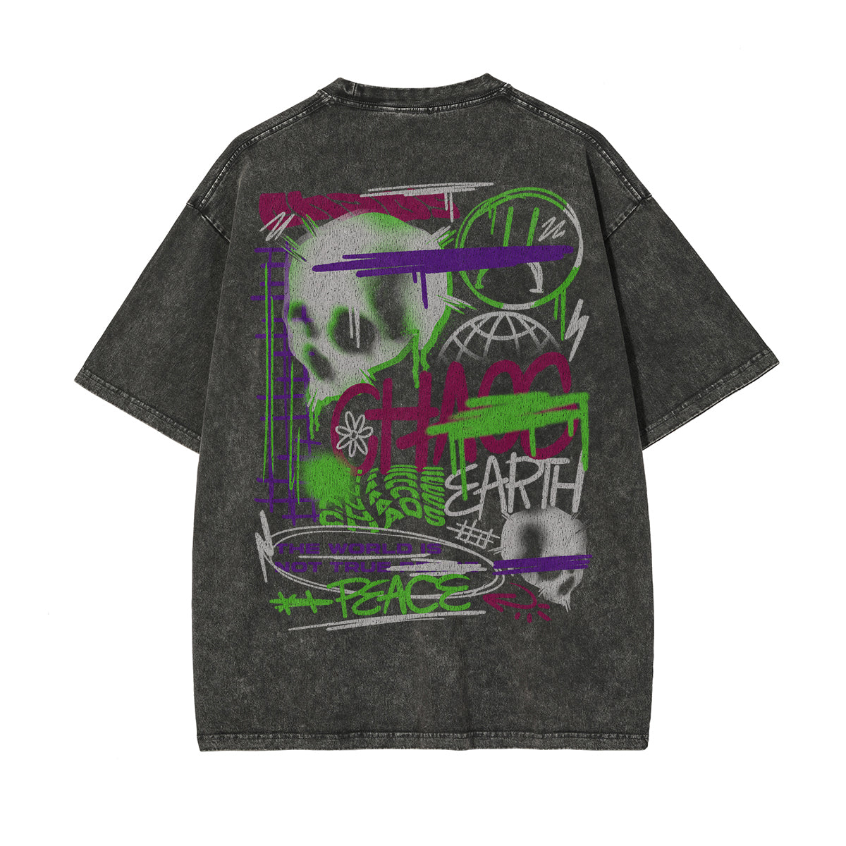 Washed Aesthetic Skull Graphic Tee-INNBLAC Fashion Apparel