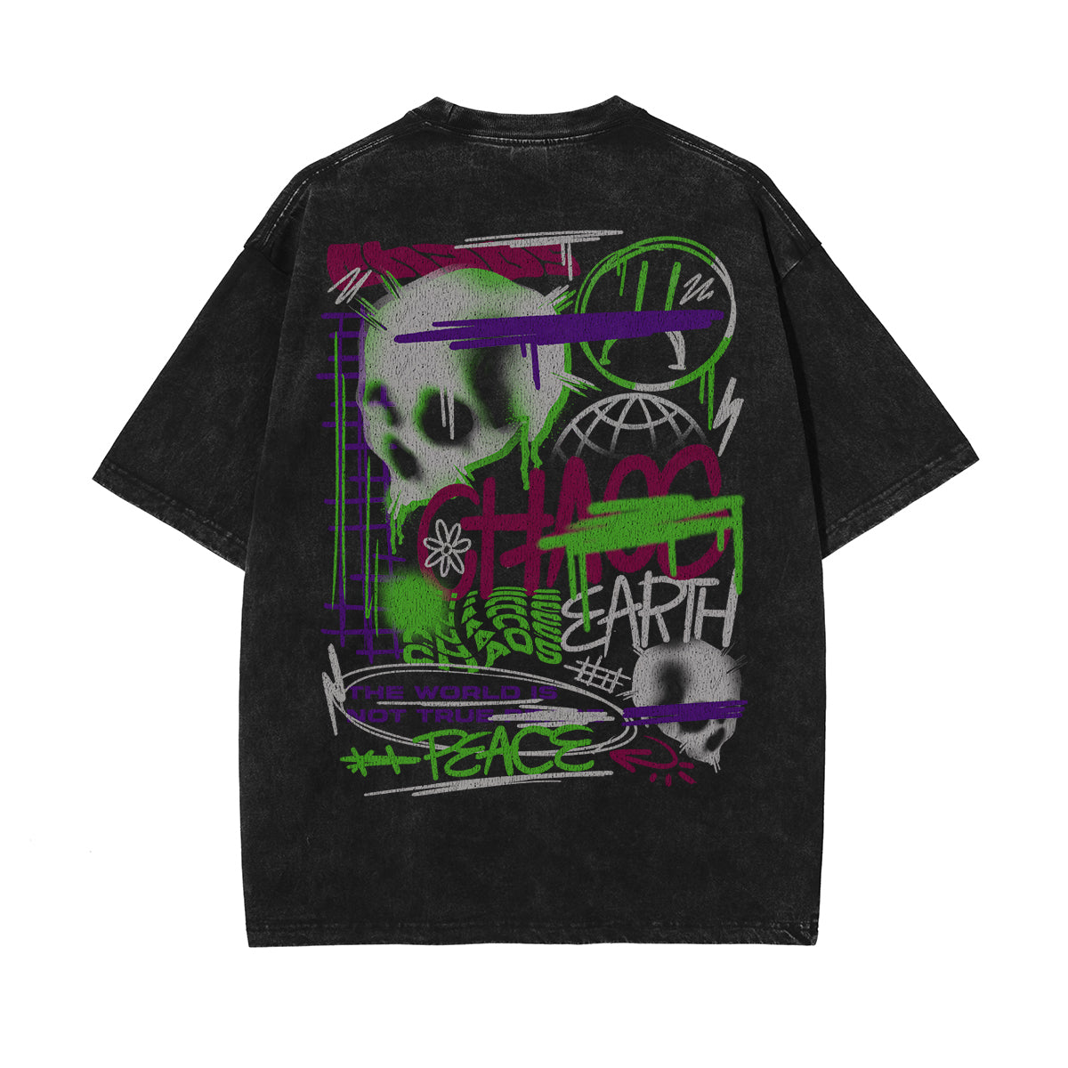 Washed Aesthetic Skull Graphic Tee-INNBLAC Fashion Apparel