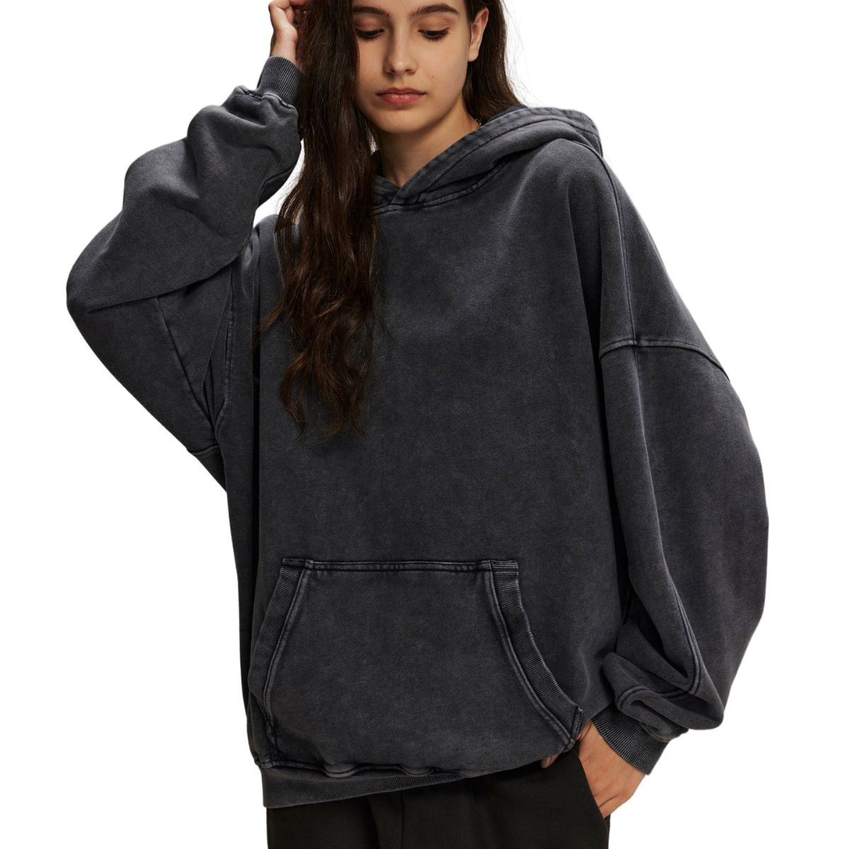 Women's Washed Distressed Thick Hoodie-INNBLAC Fashion Apparel
