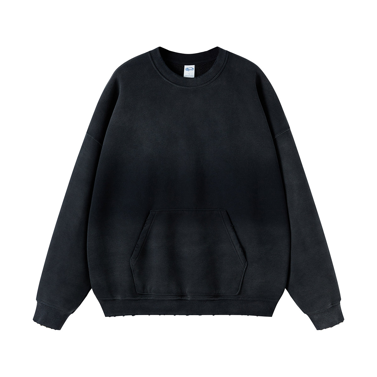 Washed French Terry Kangaroo Pocket Sweatshirt-INNBLAC Fashion Apparel