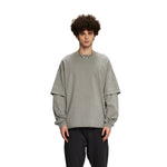 Distressed Hem Mock Two Piece Sweatshirt-INNBLAC Fashion Apparel