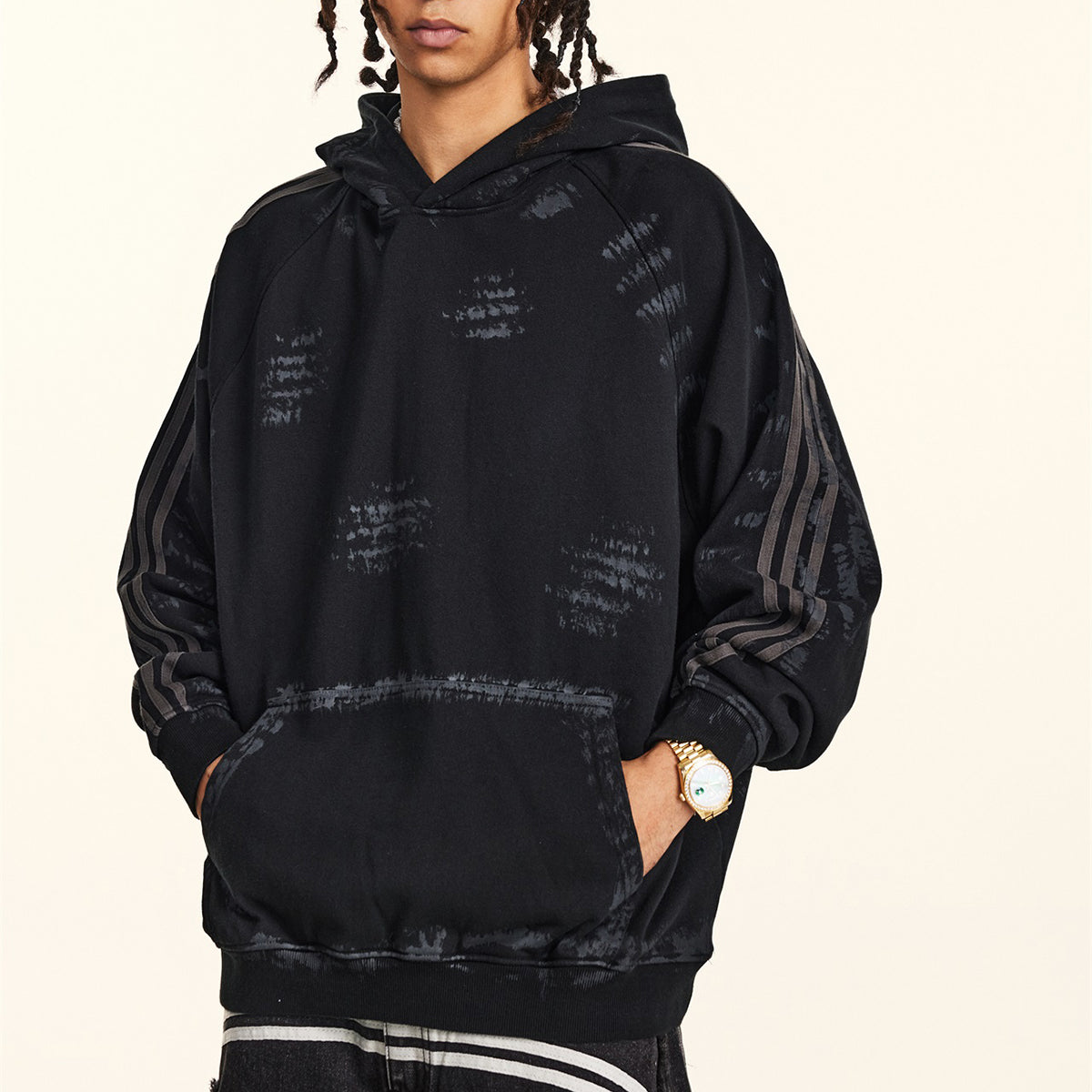Brush Graffiti Paint Flatlock Stitching Hoodie-INNBLAC Fashion Apparel