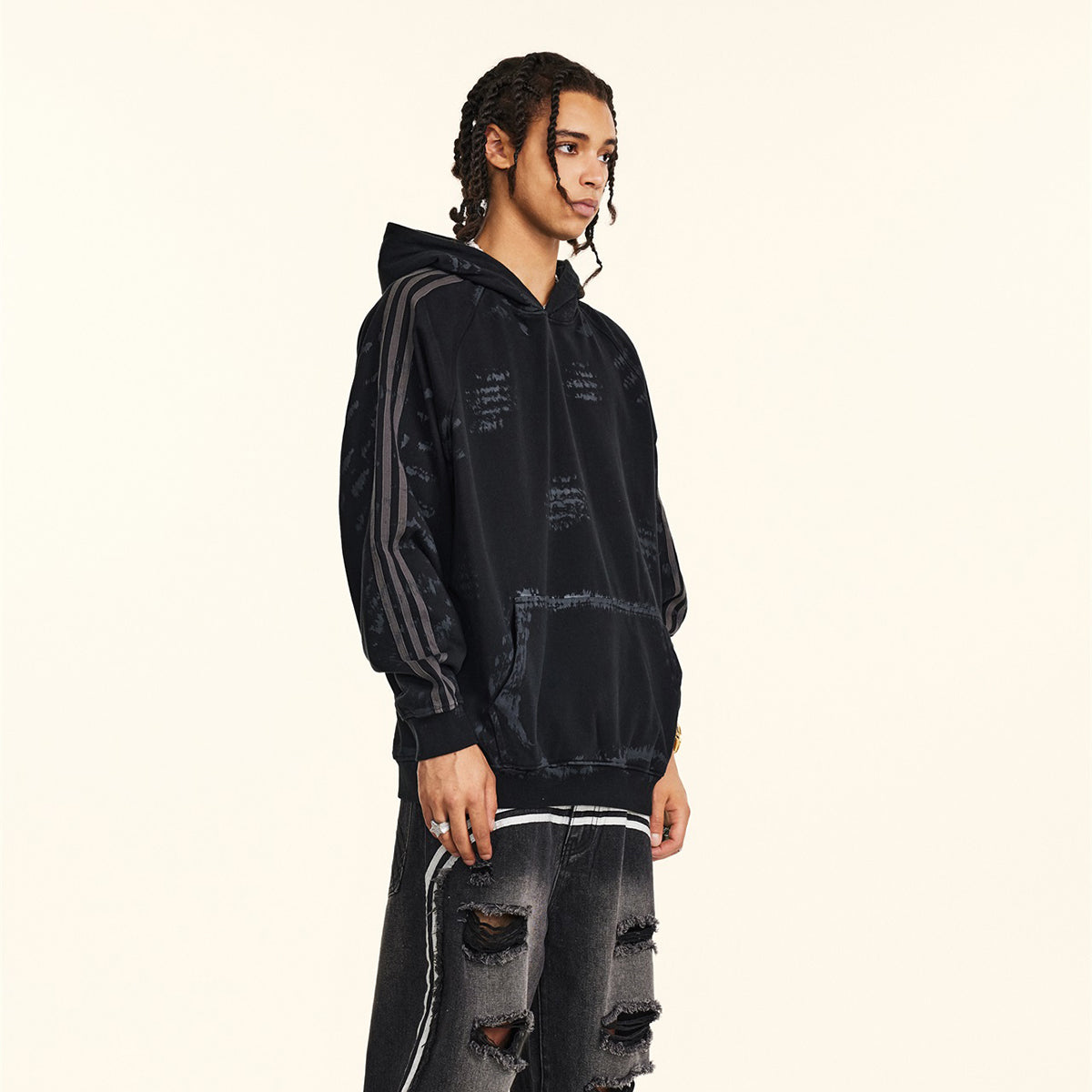 Brush Graffiti Paint Flatlock Stitching Hoodie-INNBLAC Fashion Apparel
