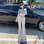 White Low Rise Skinny Flare Jeans-INNBLAC Fashion Apparel