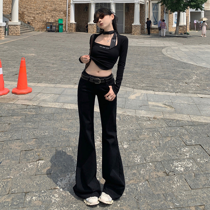 White Low Rise Skinny Flare Jeans-INNBLAC Fashion Apparel