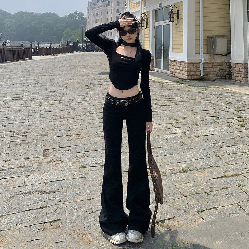 White Low Rise Skinny Flare Jeans-INNBLAC Fashion Apparel